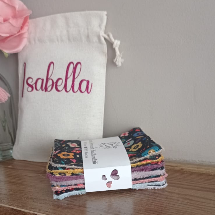 Set di 7 Salviettine per il Viso + Sacchetto Personalizzato