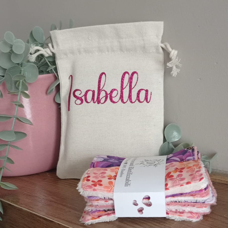 Set di 7 Salviettine per il Viso + Sacchetto Personalizzato