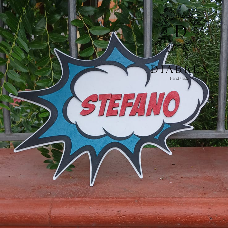 Hand Painted Personalized Comic Book Plate with Name