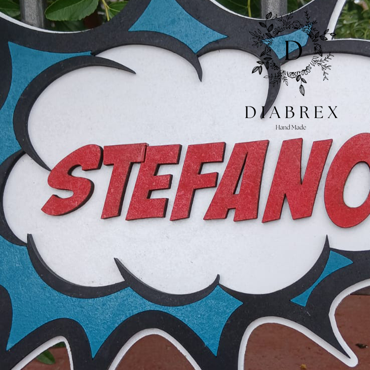 Hand Painted Personalized Comic Book Plate with Name