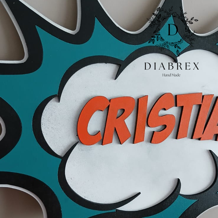 Hand Painted Personalized Comic Book Plate with Name