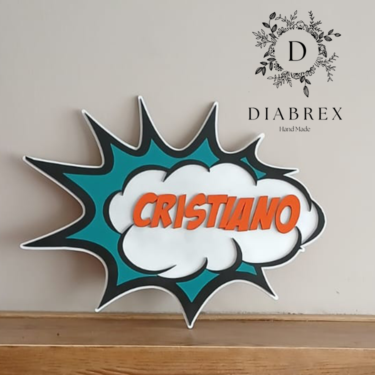 Hand Painted Personalized Comic Book Plate with Name