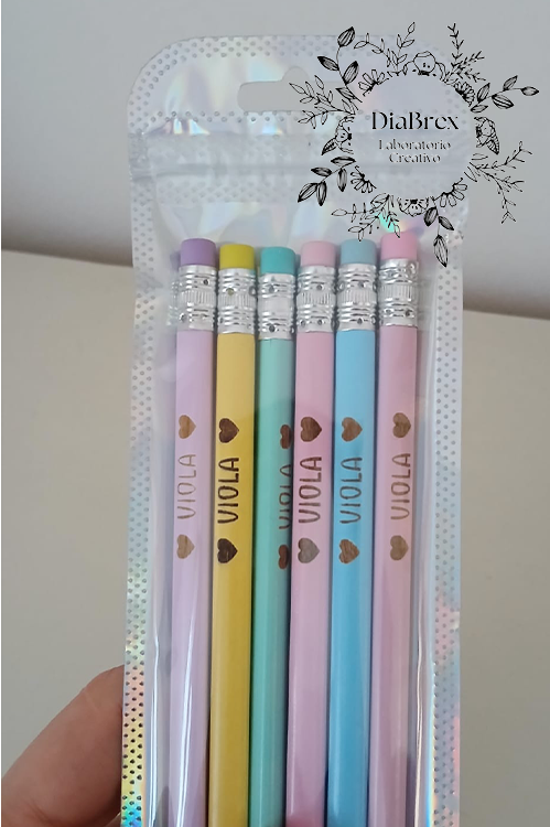 Set di 6 Matite personalizzate con Nome o Piccola Dedica in Confezione Regalo