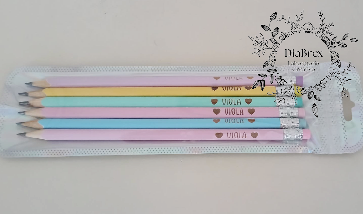 Set di 6 Matite personalizzate con Nome o Piccola Dedica in Confezione Regalo