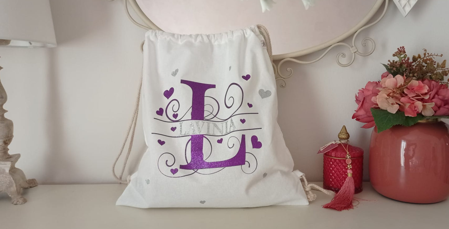 Kindergarten Backpack, Gym Bag to be Personalized with Initial and Name
