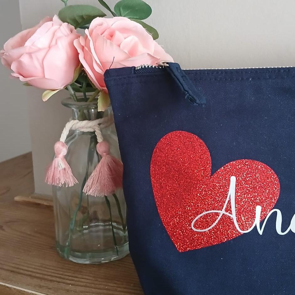 Clutch Bag - Case - Personalized Cotton Canvas Case - Valentine's Day - Mother's Day