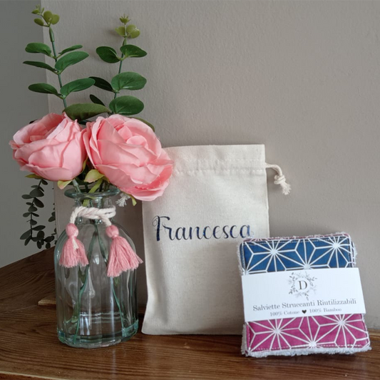 Set di 7 Salviettine per il Viso + Sacchetto Personalizzato