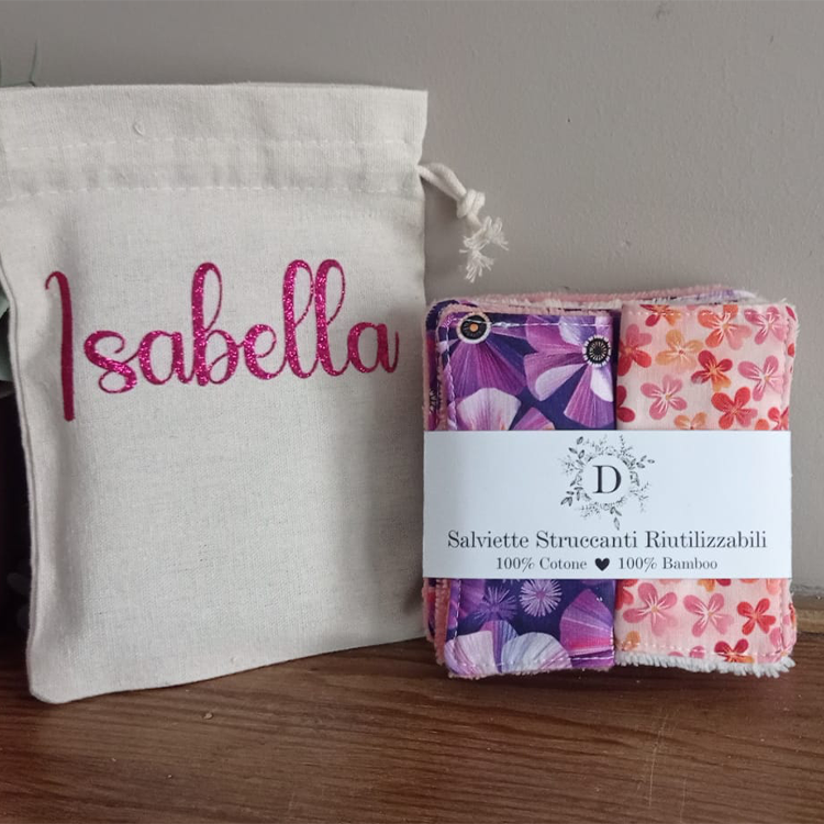 Set di 7 Salviettine per il Viso + Sacchetto Personalizzato