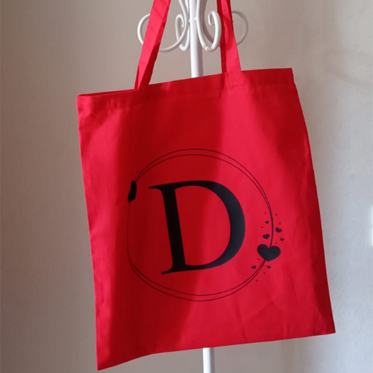 Borsa, Shopper, Tote Bag in Cotone Personalizzata con Iniziale