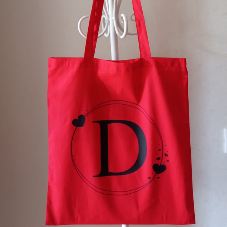 Borsa, Shopper, Tote Bag in Cotone Personalizzata con Iniziale