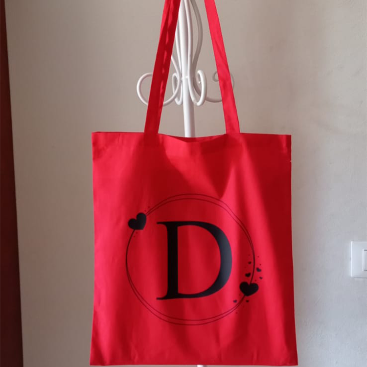 Borsa, Shopper, Tote Bag in Cotone Personalizzata con Iniziale