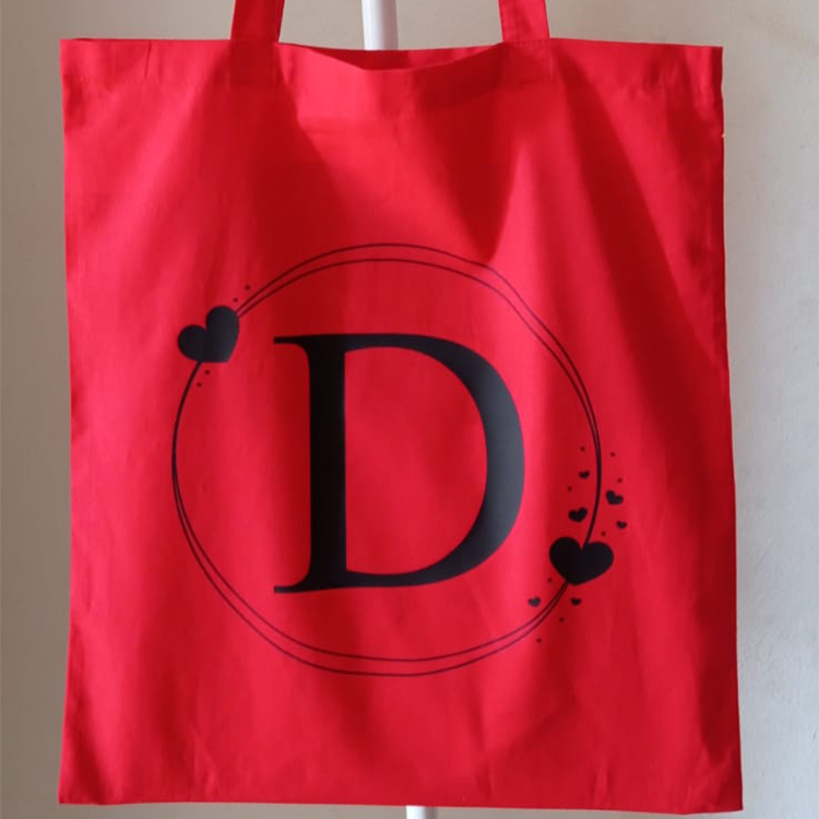 Borsa, Shopper, Tote Bag in Cotone Personalizzata con Iniziale