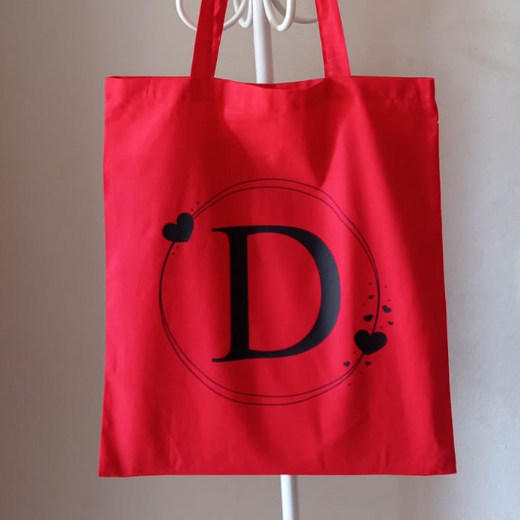 Borsa, Shopper, Tote Bag in Cotone Personalizzata con Iniziale