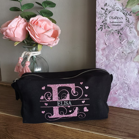 Astuccio in cotone con zip, pochette multiuso, beauty case donna, trousse trucco, porta trucchi viaggio, idea regalo handmade Personalizzata