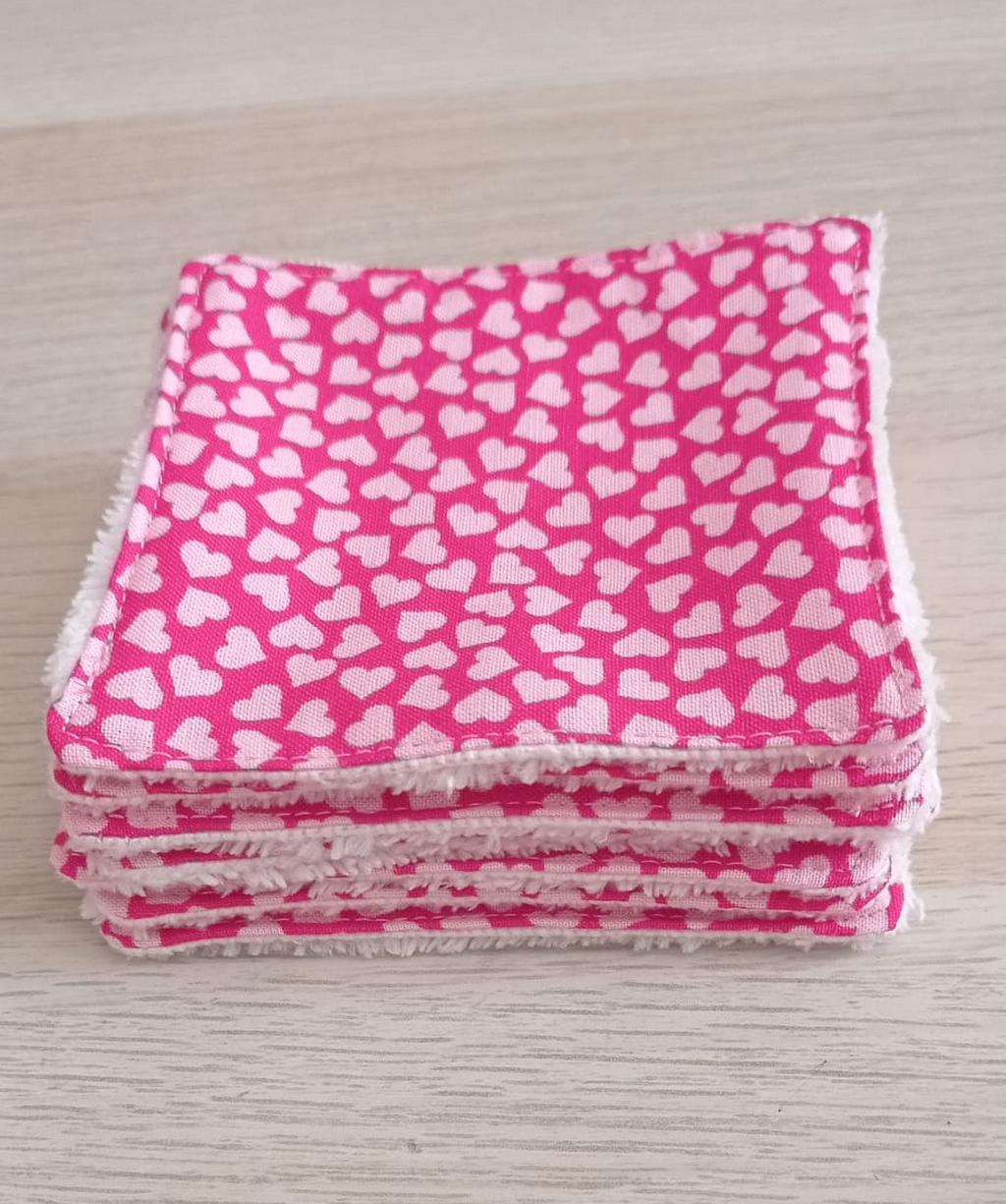 Set of 7 Washable Face Wipes + Personalized Bag in 100% Cotton and Bamboo Fiber Sponge - Hand Made - Eco friendly