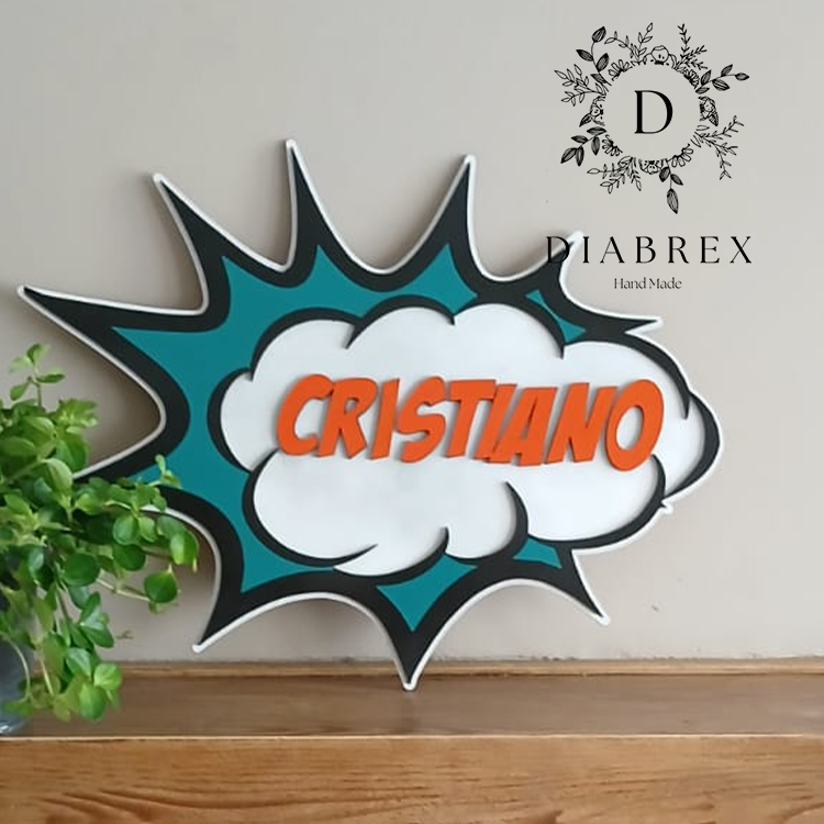 Hand Painted Personalized Comic Book Plate with Name