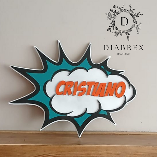 Hand Painted Personalized Comic Book Plate with Name