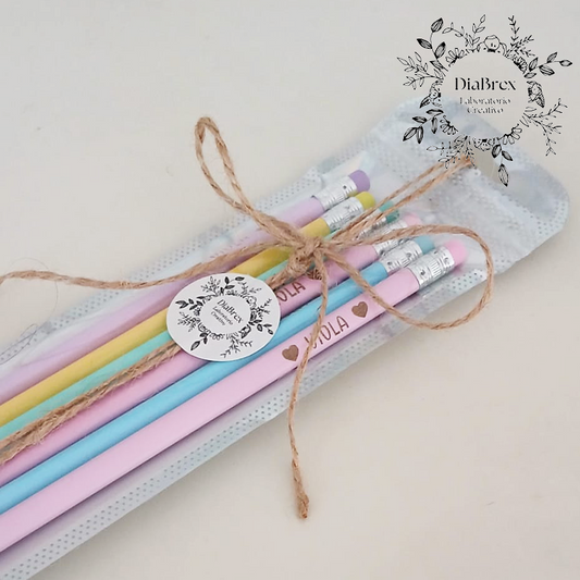 Set di 6 Matite personalizzate con Nome o Piccola Dedica in Confezione Regalo