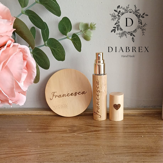 Set Porta Profumo e Specchietto in Bambù Personalizzati con incisione a Laser
