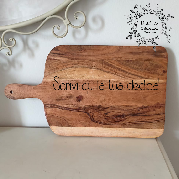 Tagliere Rustico in Legno di Acacia con Incisione Laser Personalizzata