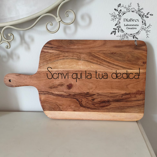Tagliere Rustico in Legno di Acacia con Incisione Laser Personalizzata