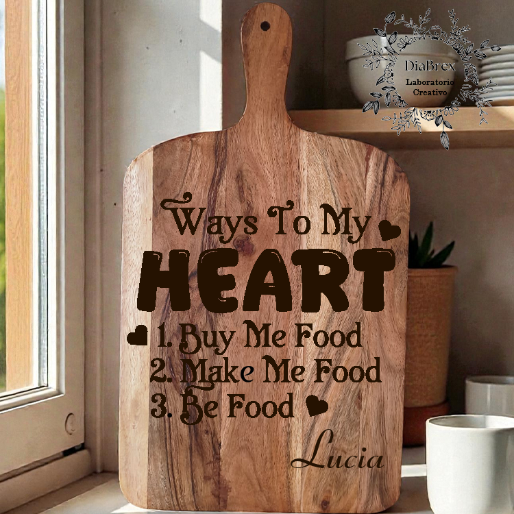 Tagliere Rustico in Legno di Acacia con Incisione Laser Personalizzata