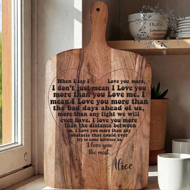 Tagliere Rustico in Legno di Acacia con Incisione Laser Personalizzata