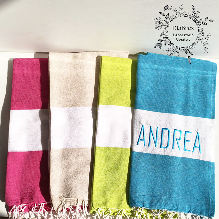 "BEACH"Telo Mare personalizzato ricamato a macchina