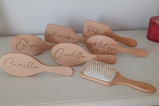 Spazzola in Legno Personalizzata incisa a Laser - Festa della Mamma - Damigella - Bomboniera