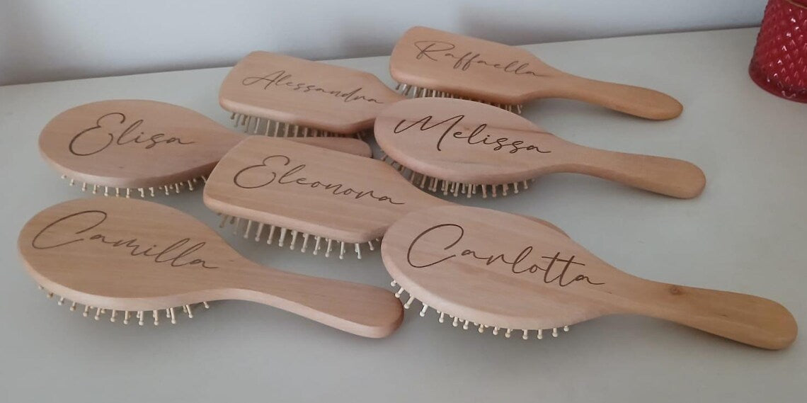 Spazzola in Legno Personalizzata incisa a Laser - Festa della Mamma - Damigella - Bomboniera