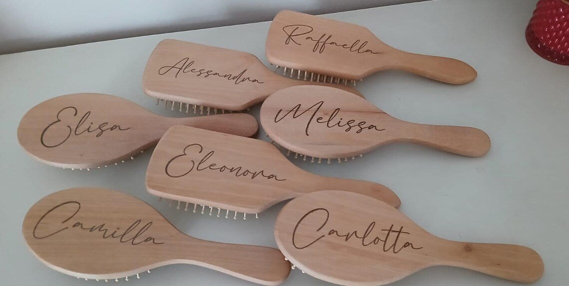 Spazzola in Legno Personalizzata incisa a Laser - Festa della Mamma - Damigella - Bomboniera