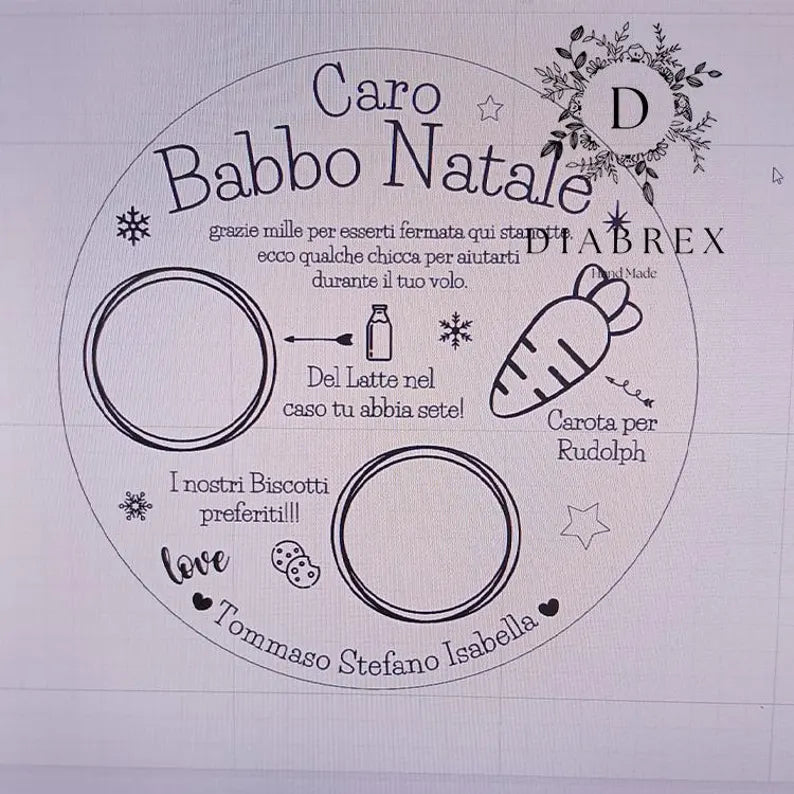 Piatto Decorativo Babbo Natale / Santa Lucia in Bambù Personalizzato inciso a Laser