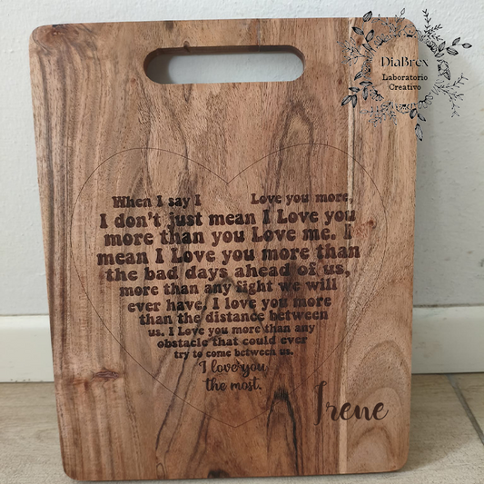 Tagliere Rustico in Legno di Acacia con Incisione Laser con possibilità di personalizzazione