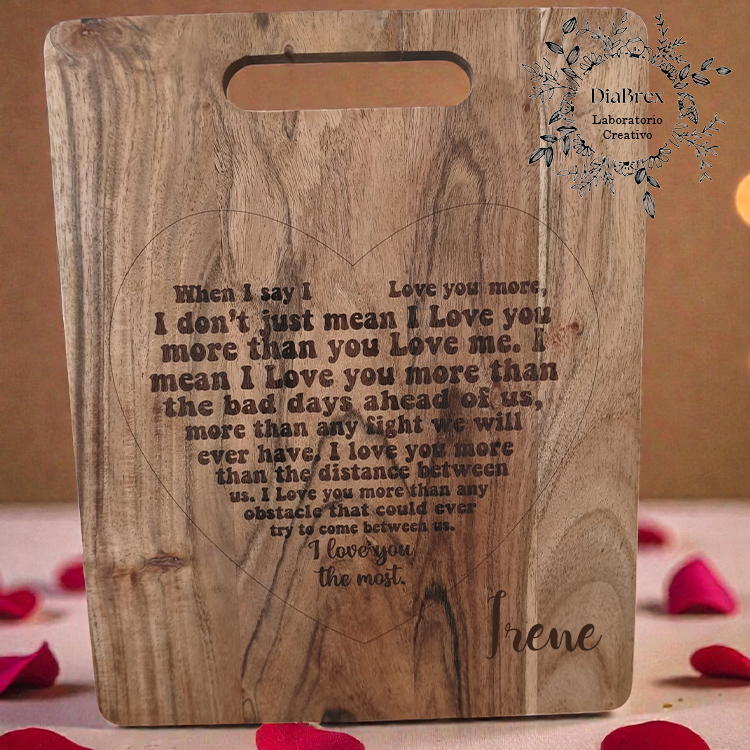 Tagliere Rustico in Legno di Acacia con Incisione Laser con possibilità di personalizzazione
